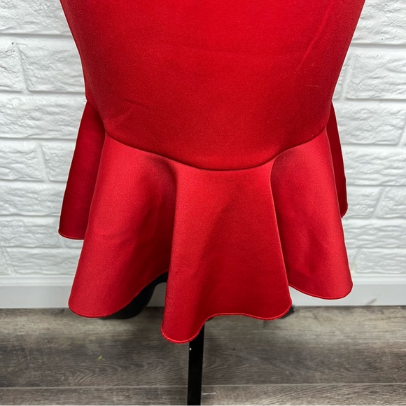 EXPRESS Red Strapless Mermaid Scuba Ruffle Hem Dress Size 6 - Picture 7 of 10